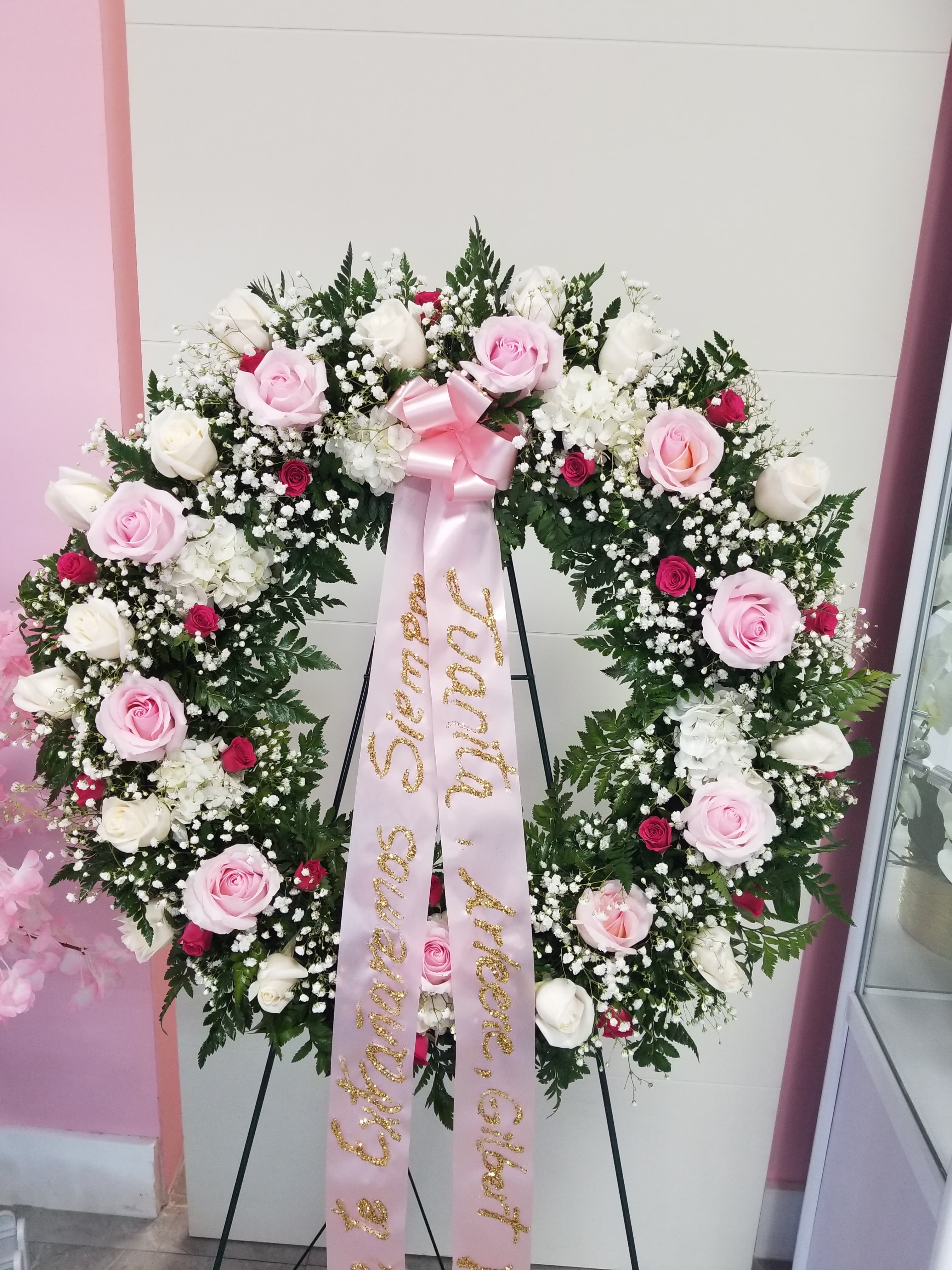 Delicately colored wreath for condolences