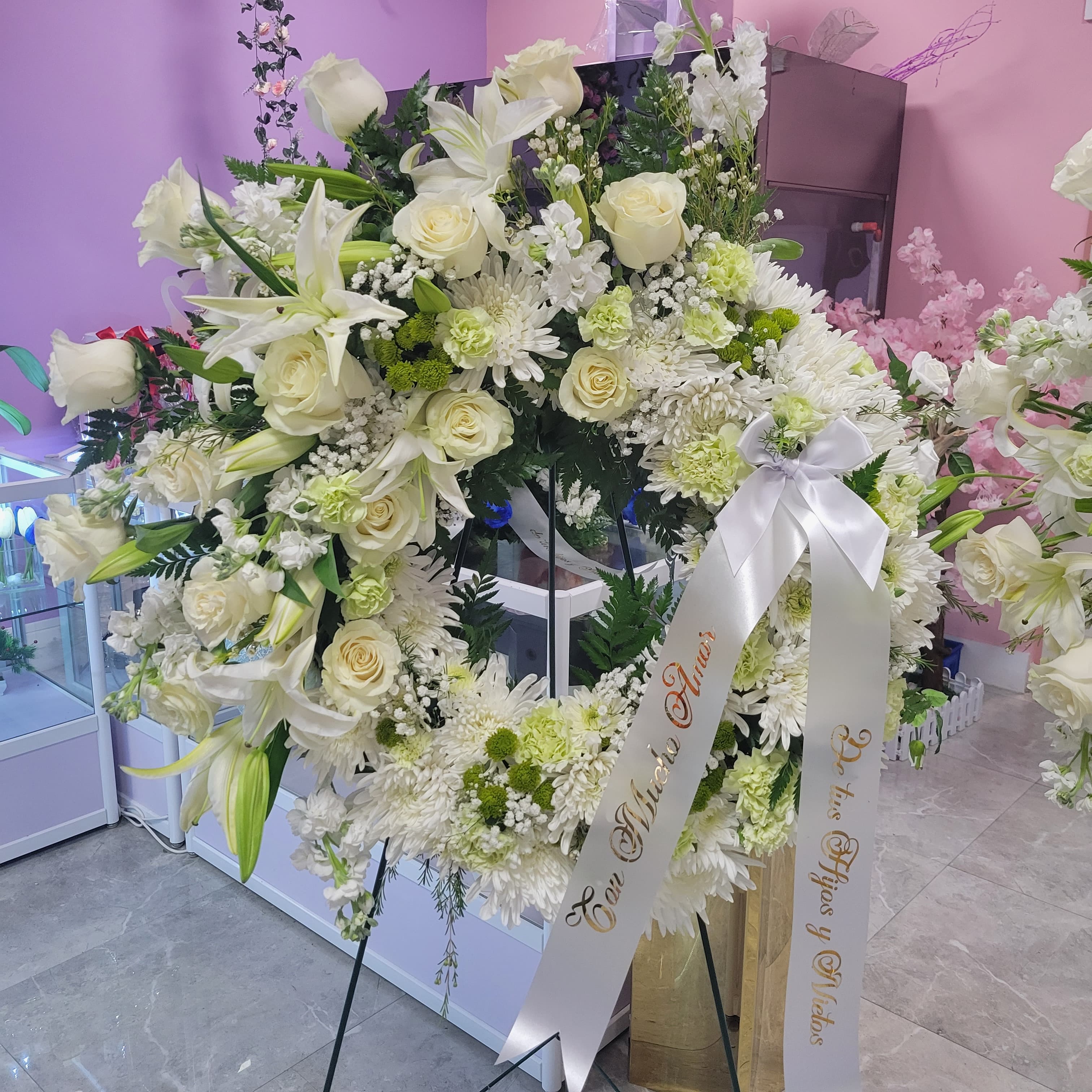 Floral wreath for condolences