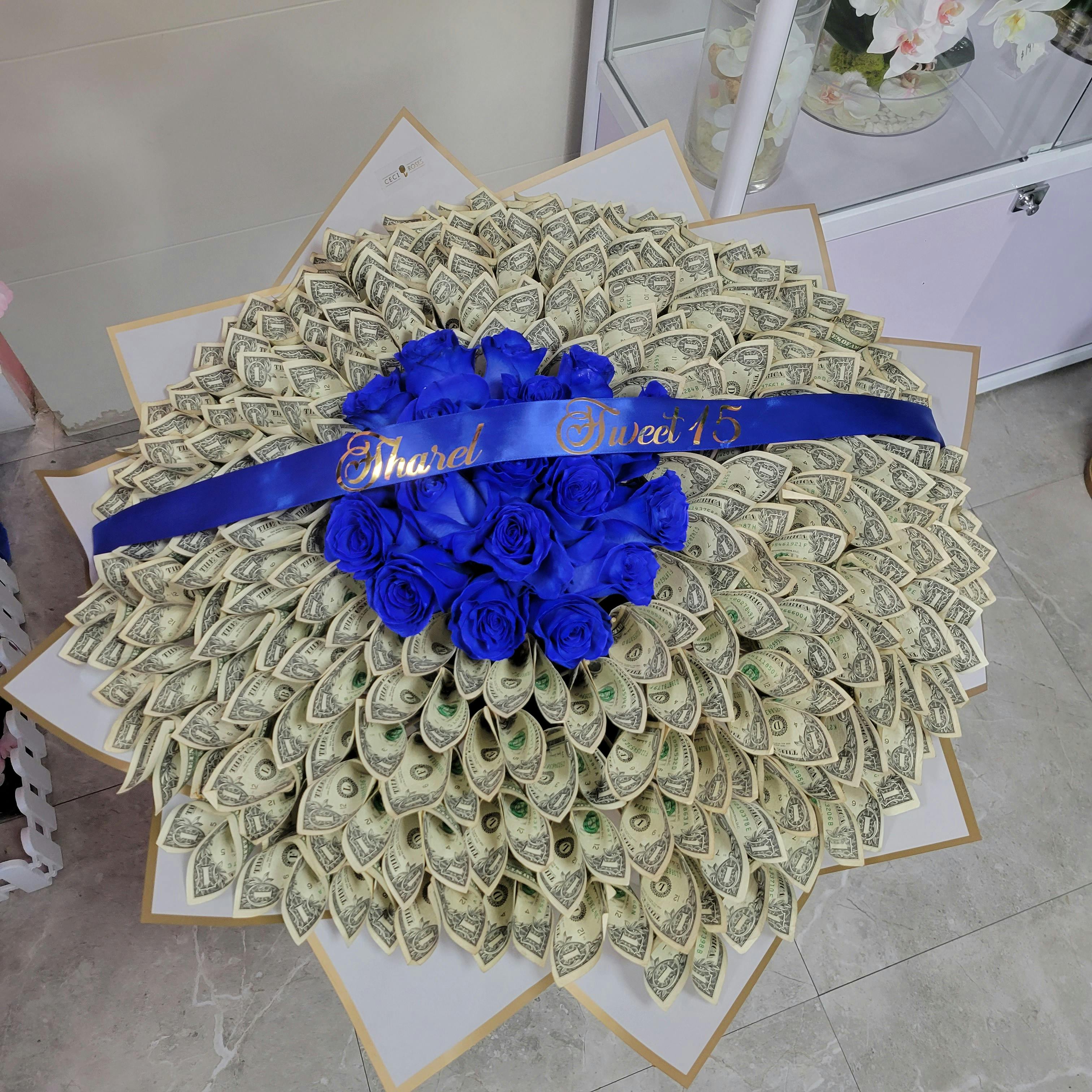 Bouquet of Dollar Bills with Roses